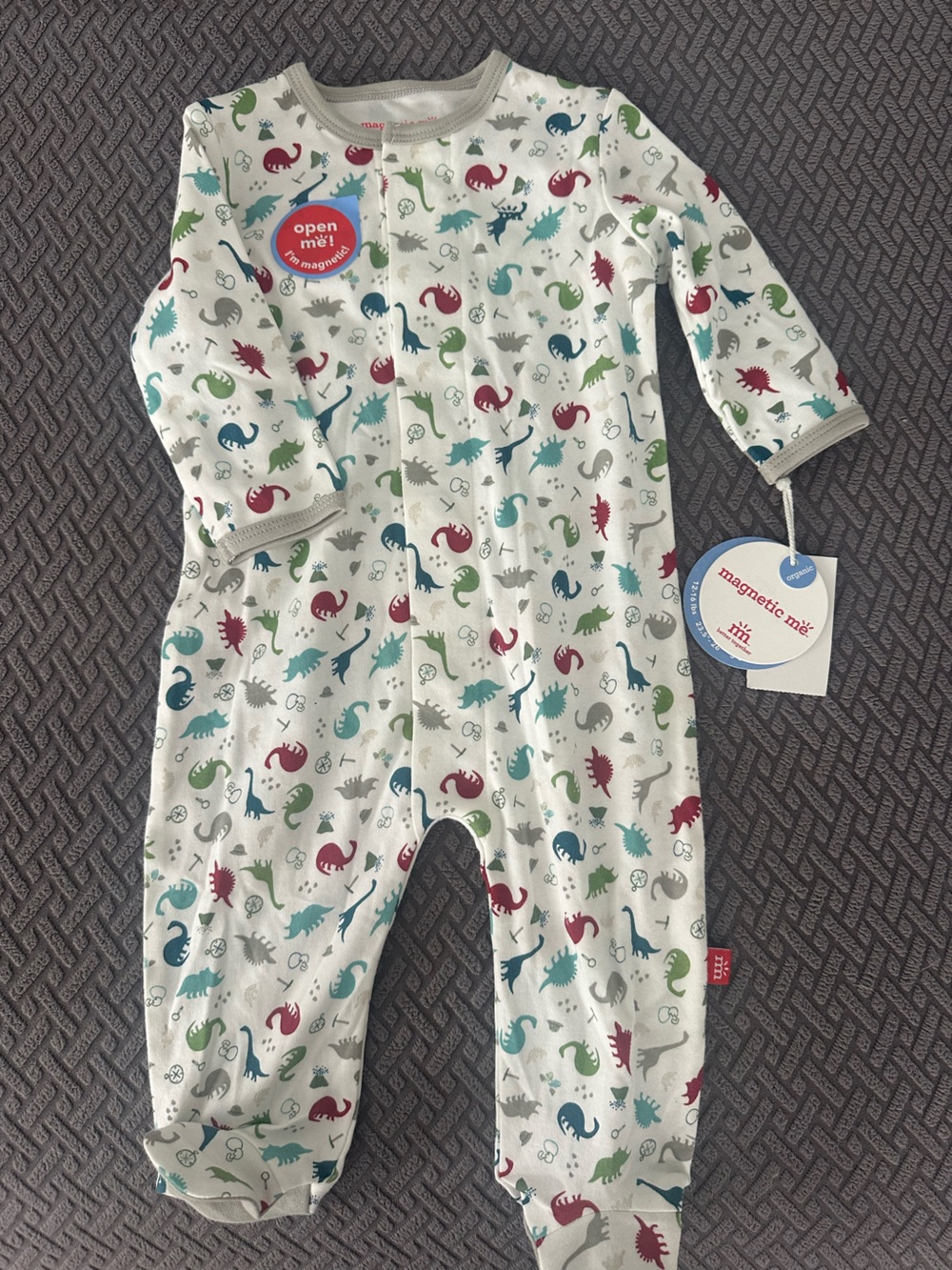 Brand New with Tags magnetic me Dino print Pajamas/Onesie 3-6 months